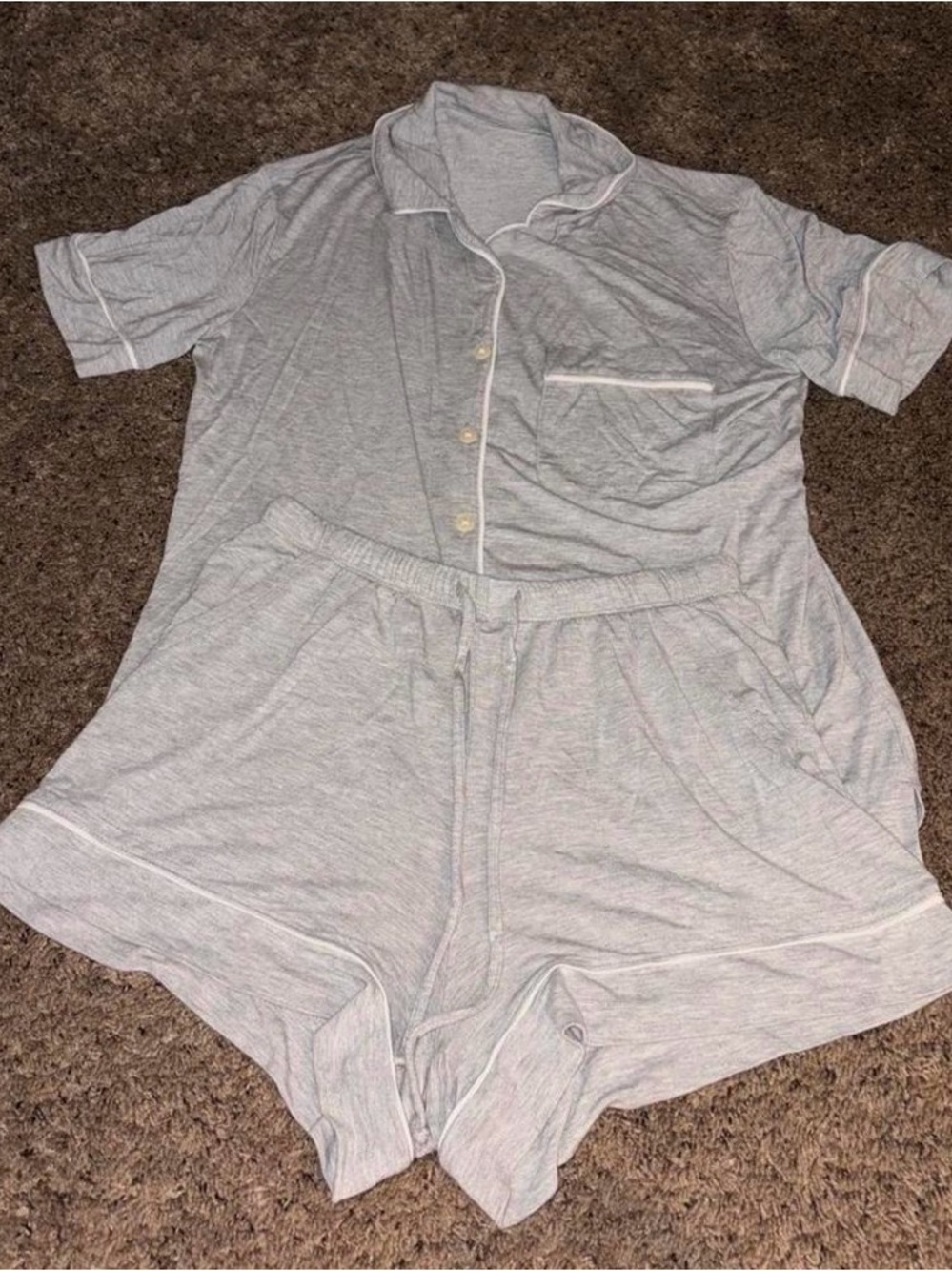 Auden Heather Light Gray Short Sleeve Pajama Set